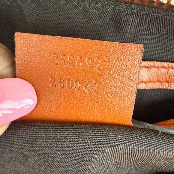 Gucci GG Supreme Monogram Orange Leather Boston Bag - Picture 9 of 13
